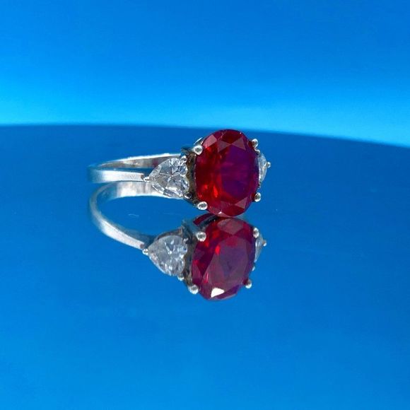 Lab Grown Ruby Sterling Silver Ring - Picture 3 of 15